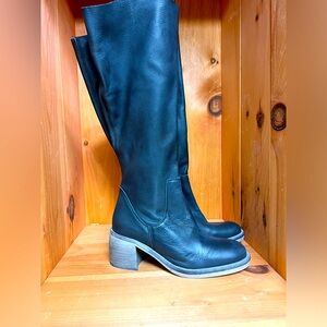 Free People Essential Tall Slouch Navy Distressed Boots